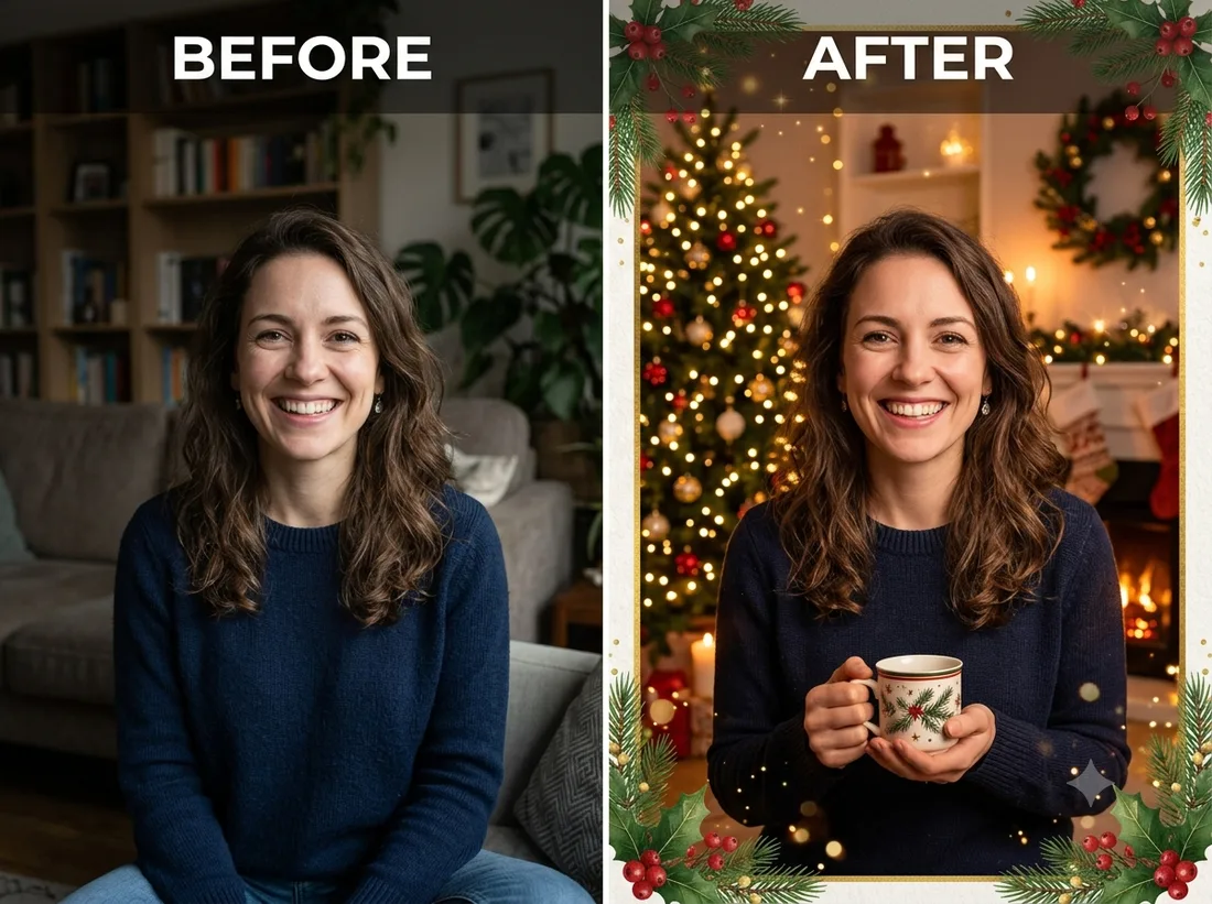 Holiday Card — before and after