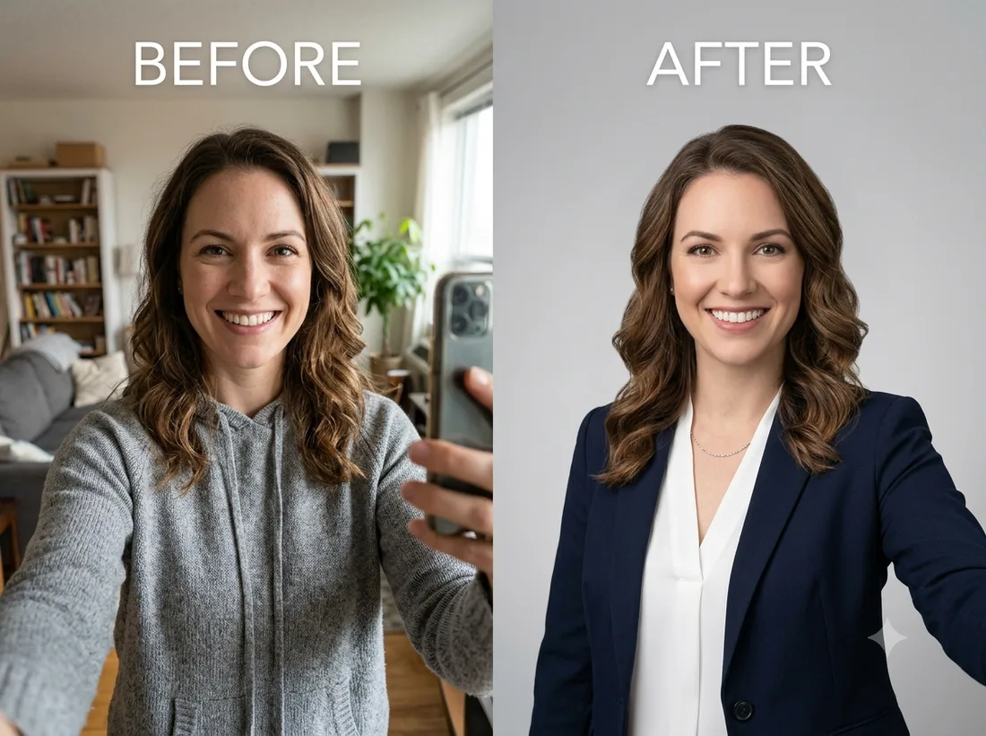 Professional Headshot — before and after