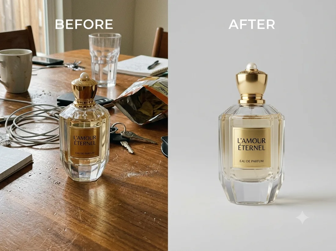 Product Photo — before and after