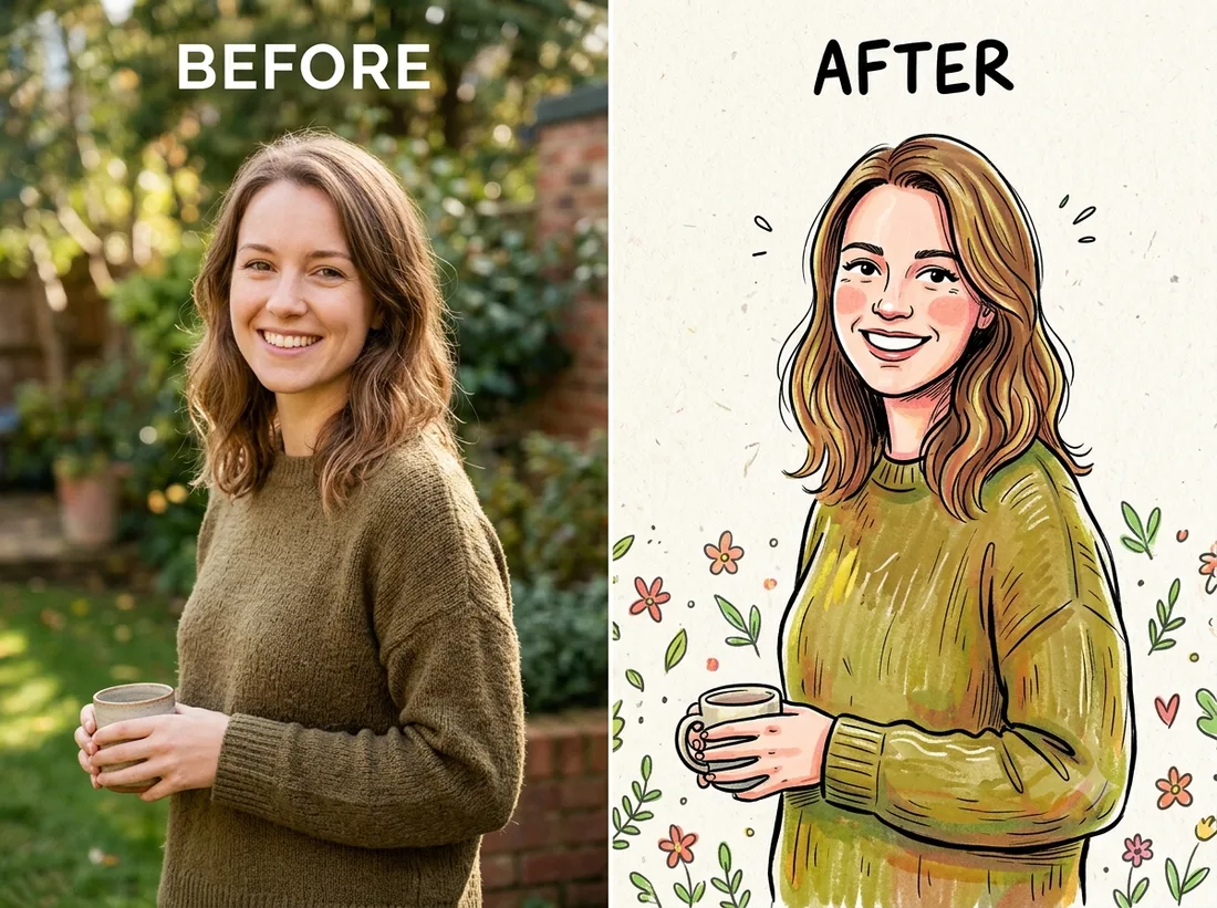 Doodle Portrait — before and after