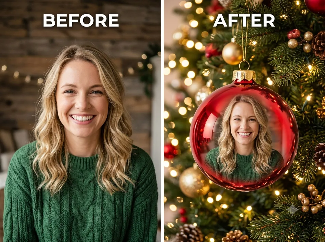 Christmas Ornament — before and after