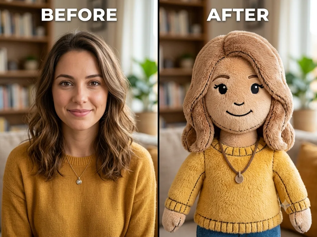 Plushie — before and after