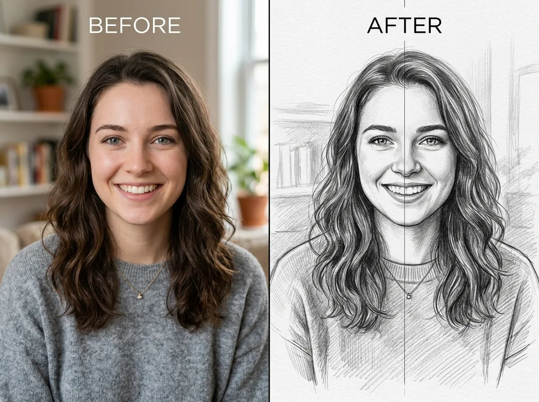 Sketch Portrait — before and after